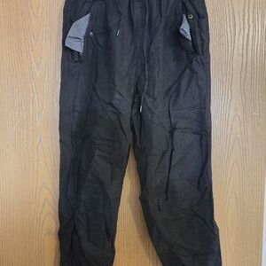 Women's Linen Blend Black Joggers Medium